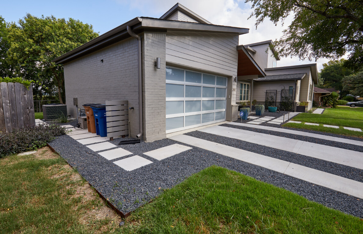 High-quality decorative concrete driveway with professional materials